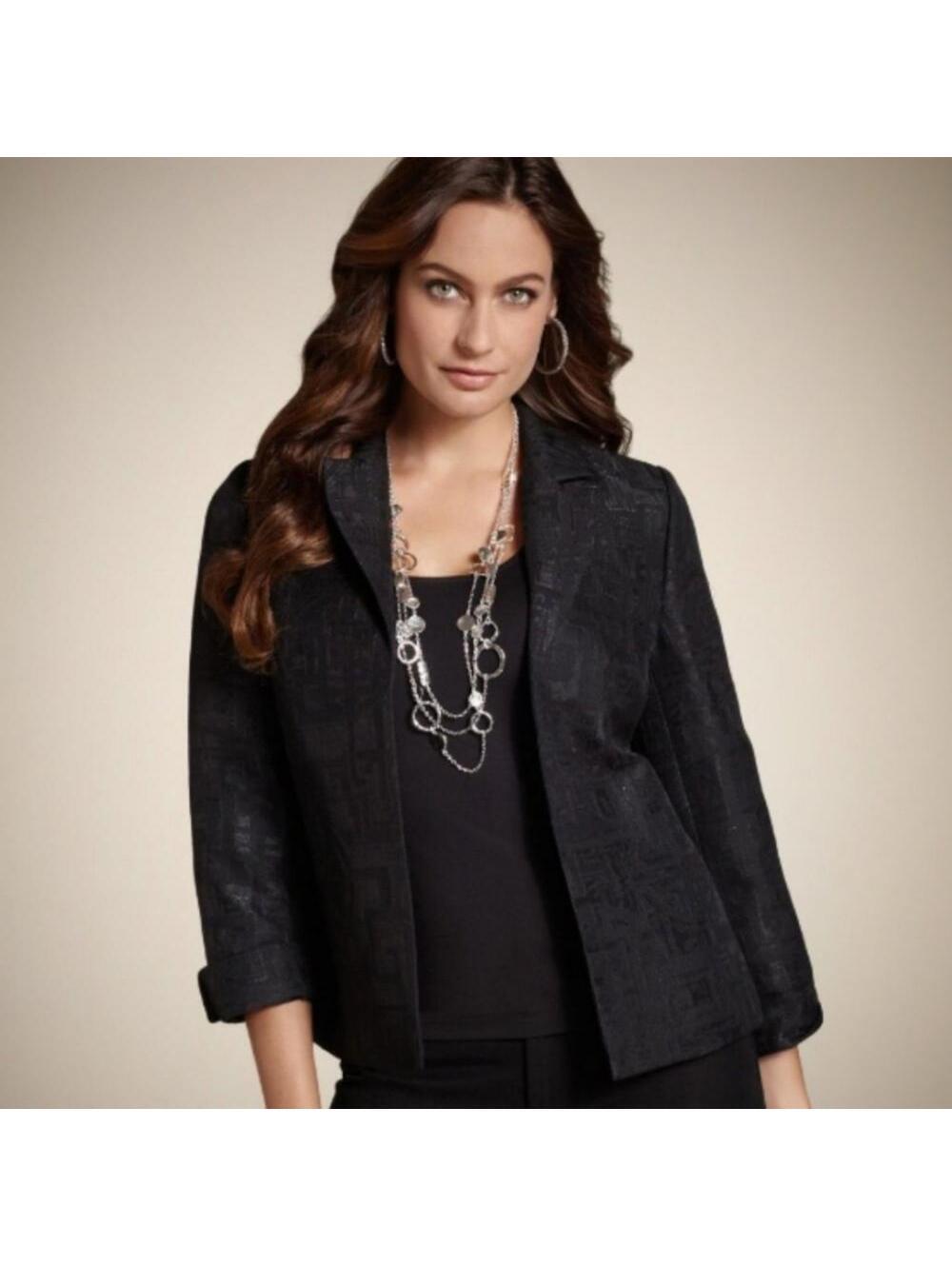 Chico's Nico Chinoiserie Jacket Asian Inspired Textured Design Size 8 ( 1 )